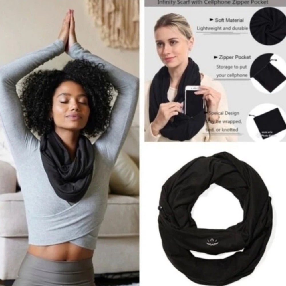 Beyond Yoga Infinity scarf pocket black lightweight